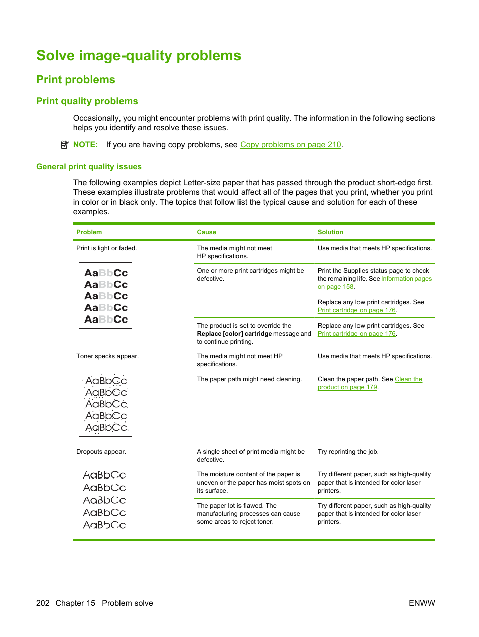 Solve image-quality problems, Print problems, Print quality problems | General print quality issues | HP CM1312 MFP Series User Manual | Page 214 / 276