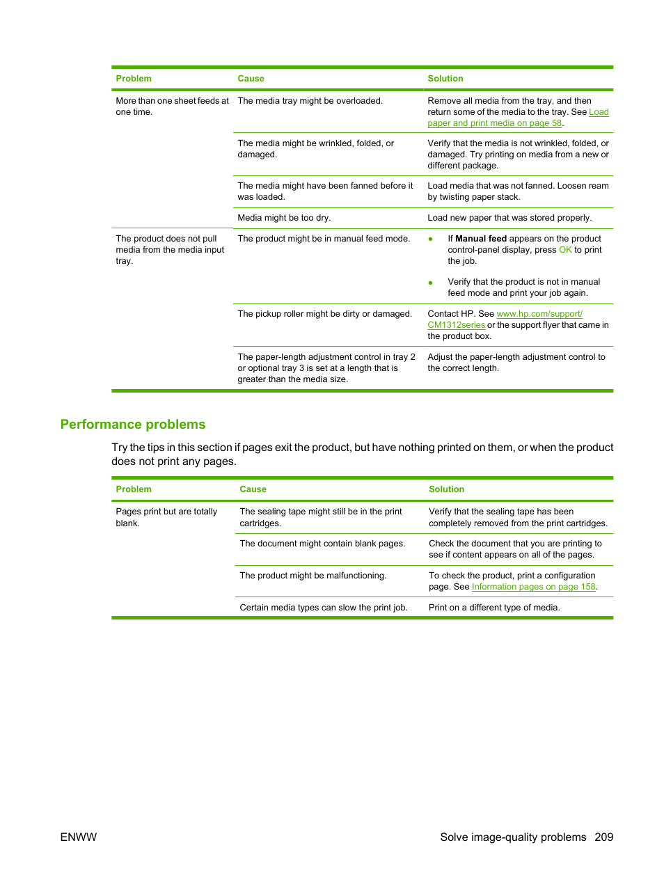Performance problems, Enww solve image-quality problems 209 | HP CM1312 MFP Series User Manual | Page 221 / 276
