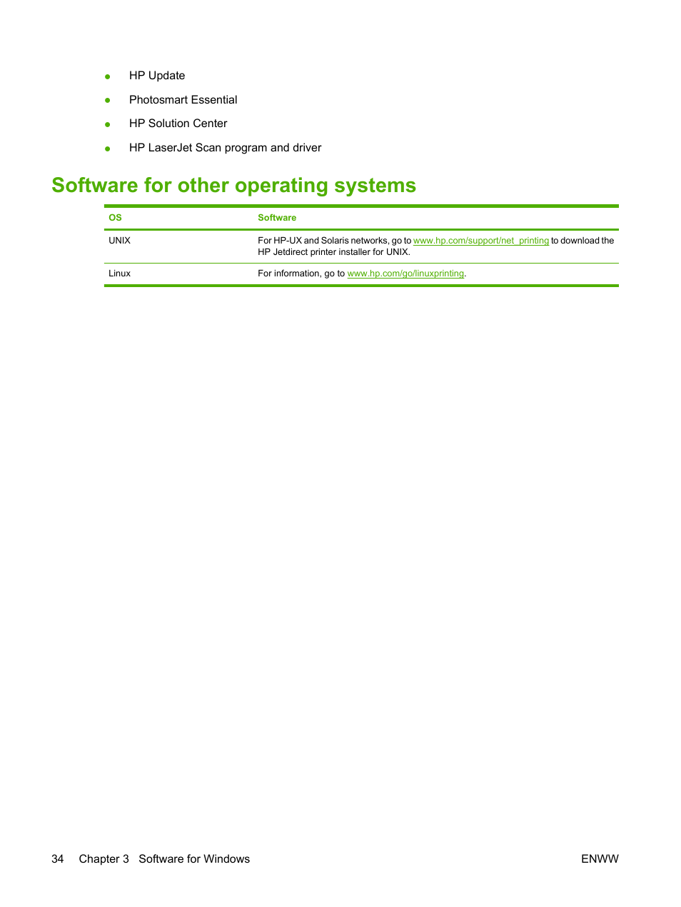 Software for other operating systems | HP CM1312 MFP Series User Manual | Page 46 / 276