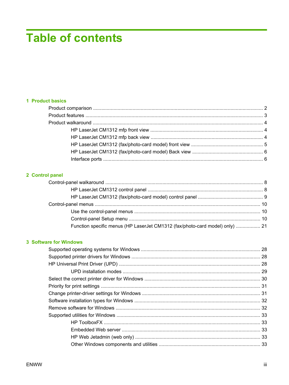 HP CM1312 MFP Series User Manual | Page 5 / 276