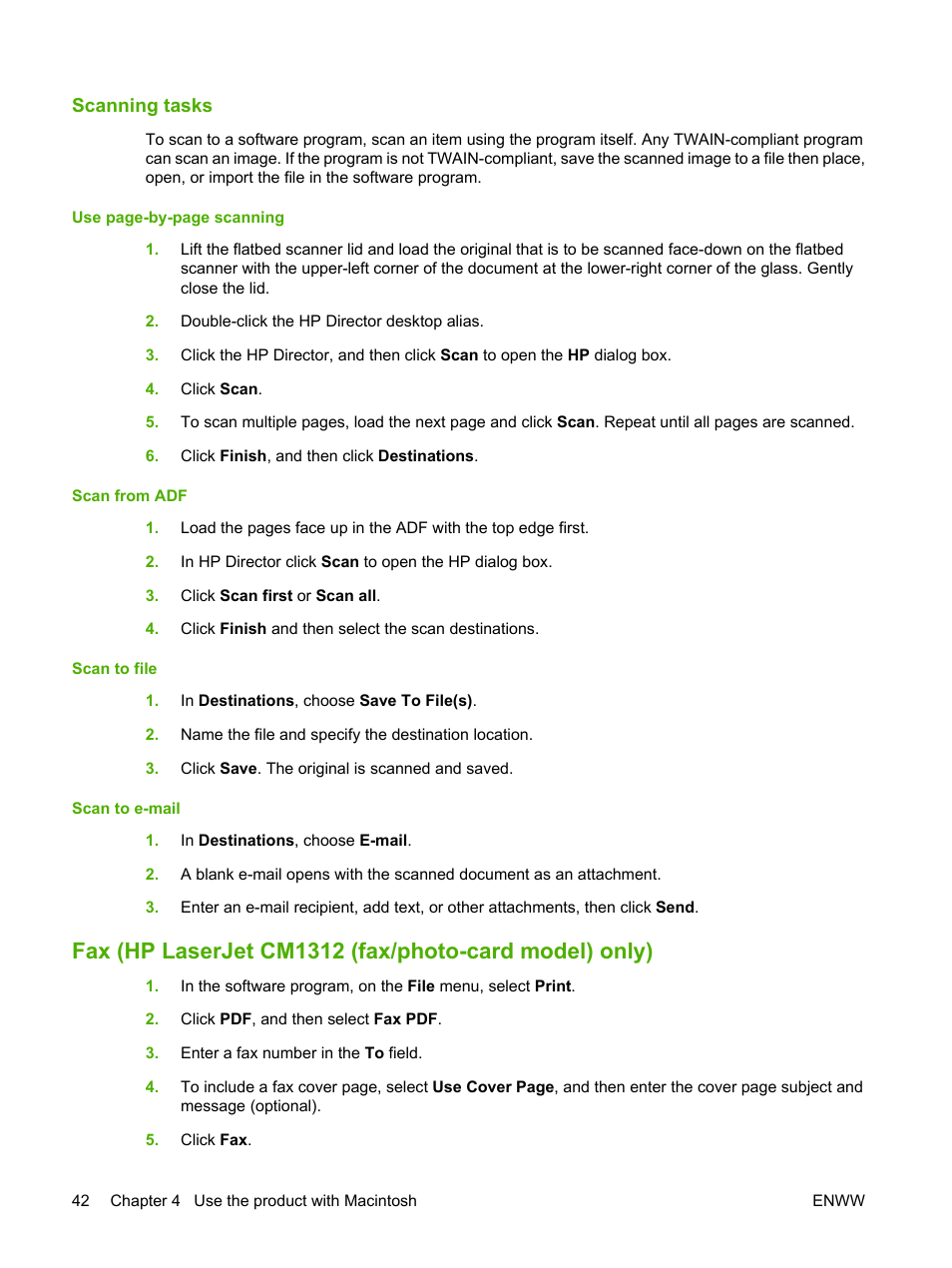 Scanning tasks | HP CM1312 MFP Series User Manual | Page 54 / 276