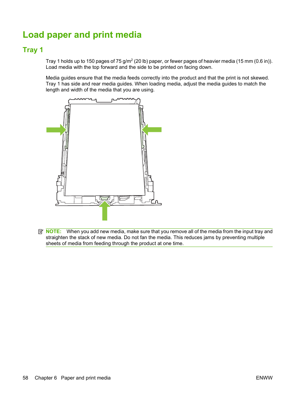 Load paper and print media, Tray 1 | HP CM1312 MFP Series User Manual | Page 70 / 276