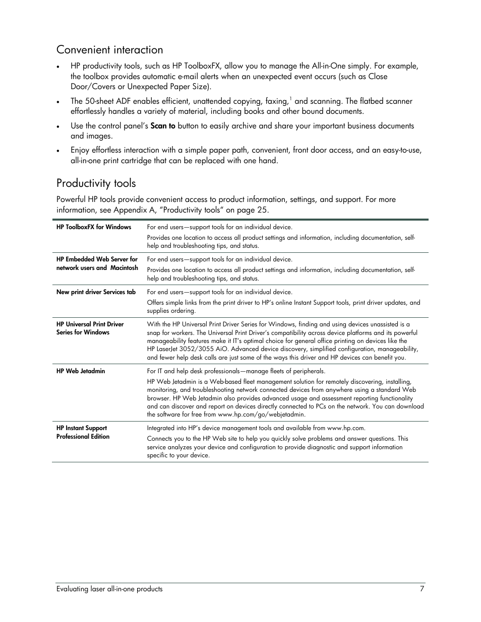 Convenient interaction, Productivity tools | HP LaserJet 3052 User Manual | Page 11 / 38