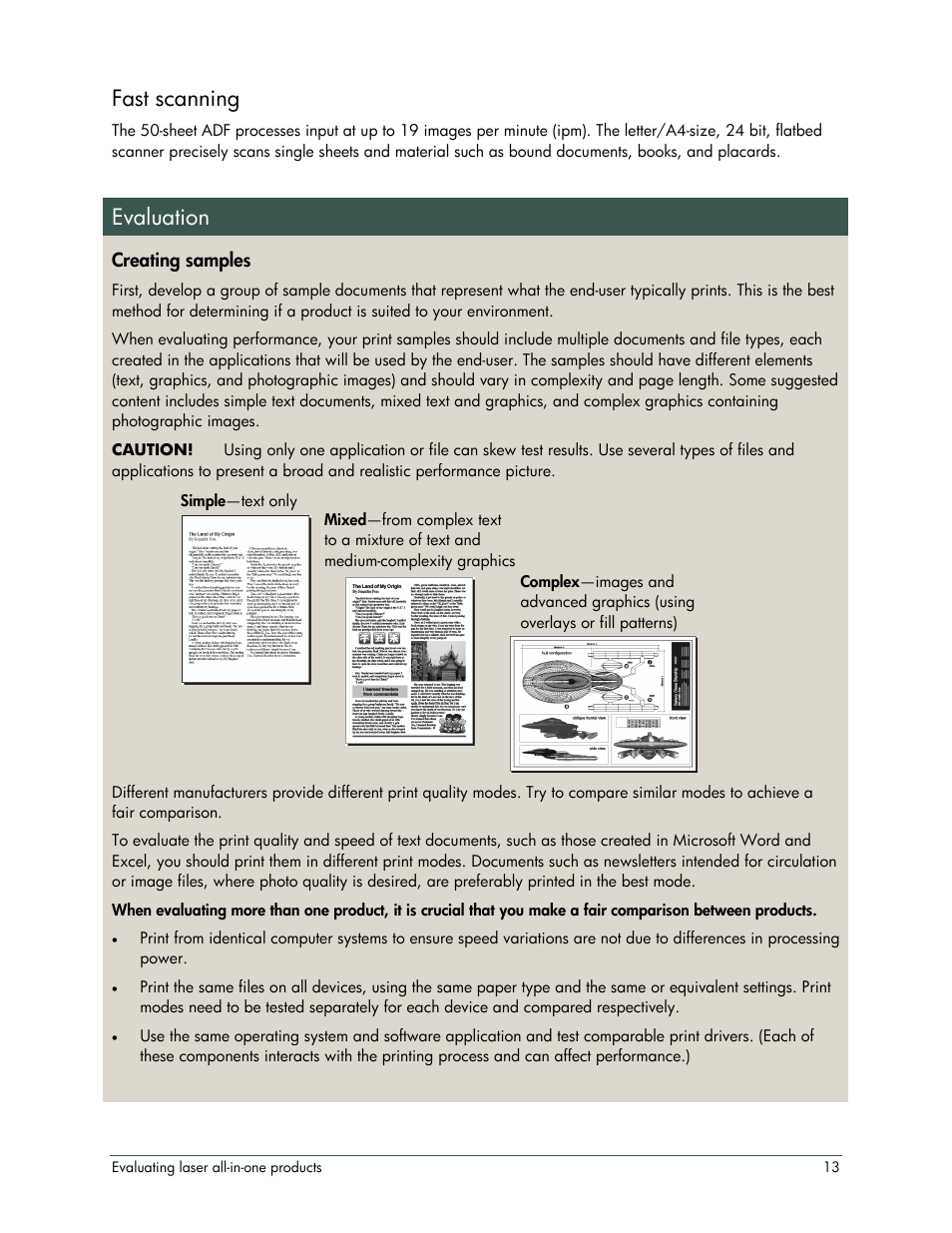 Fast scanning, Evaluation | HP LaserJet 3052 User Manual | Page 17 / 38