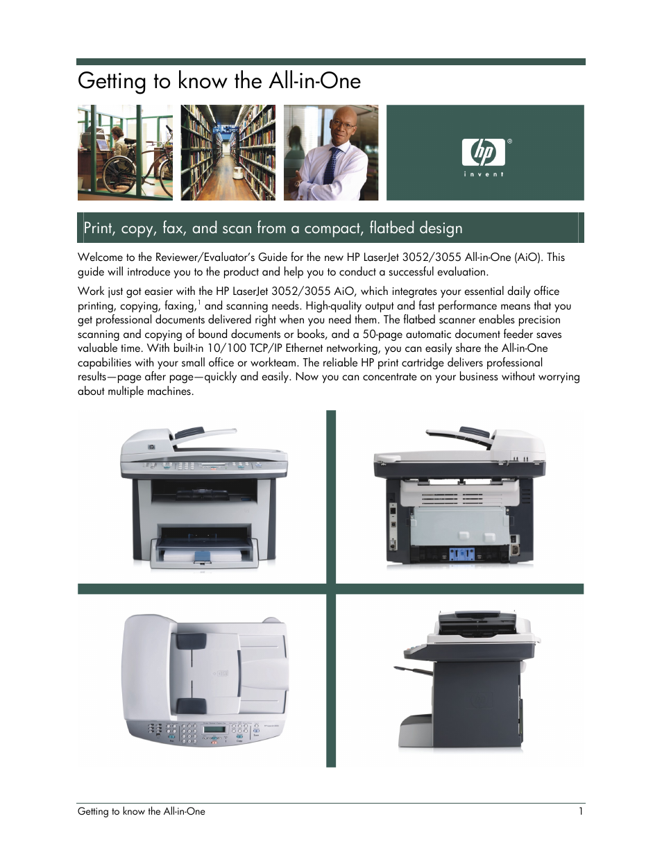 Getting to know the all-in-one | HP LaserJet 3052 User Manual | Page 5 / 38