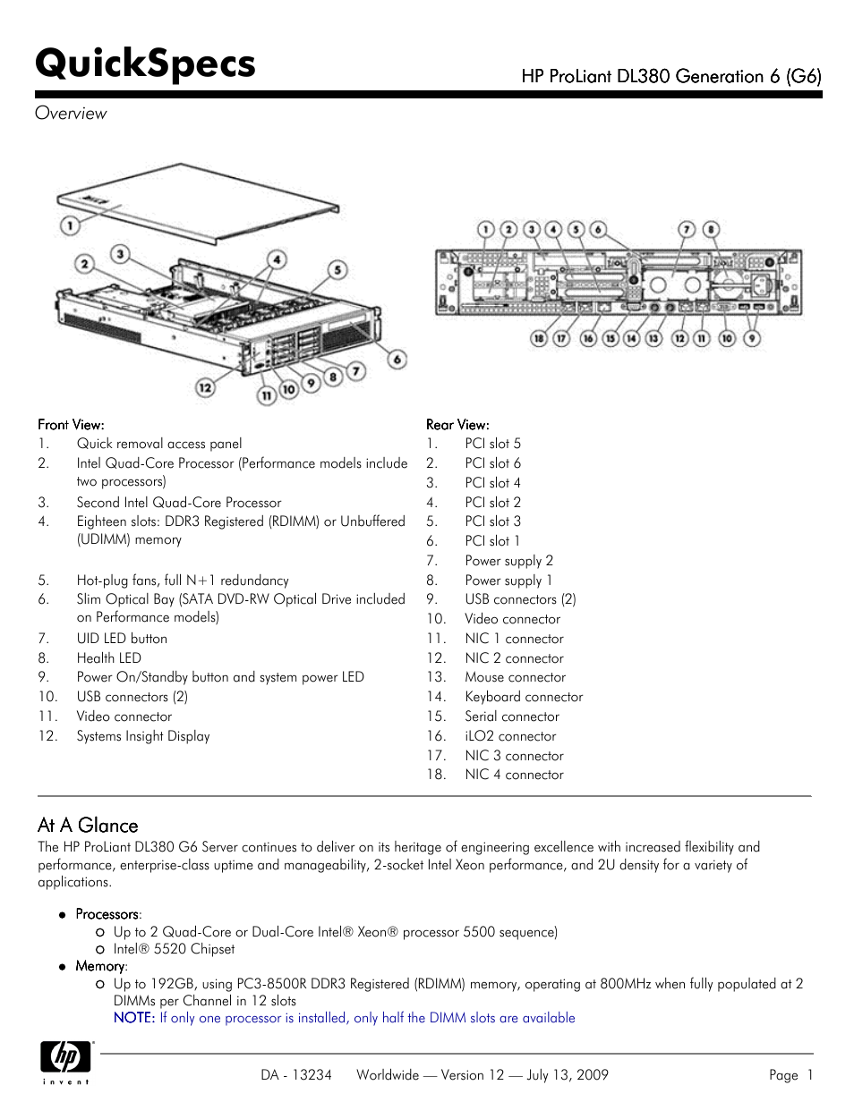 HP ProLiatn Generation 6 DL380 User Manual | 51 pages