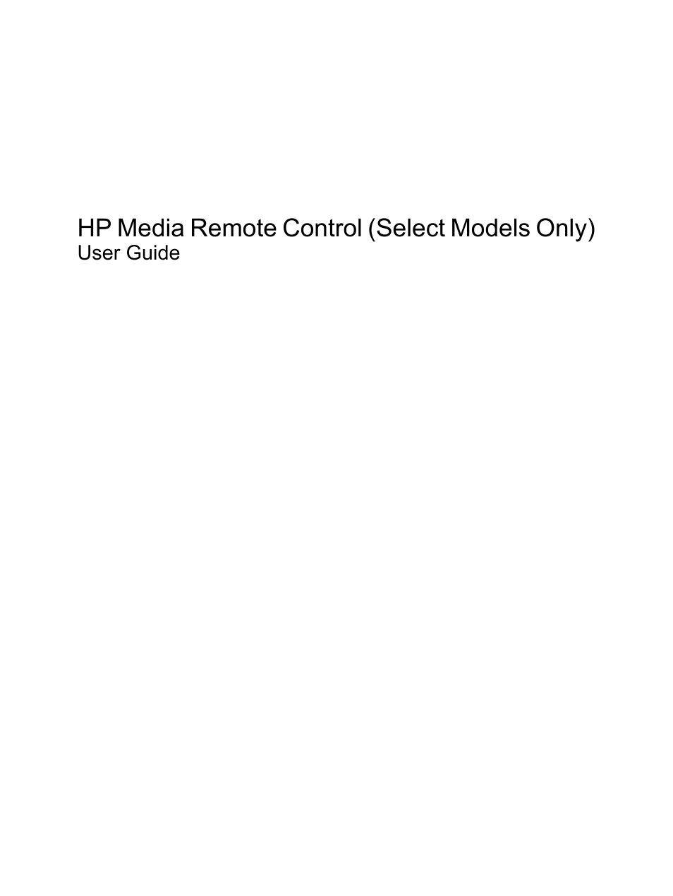 HP Media Remote Control User Manual | 15 pages