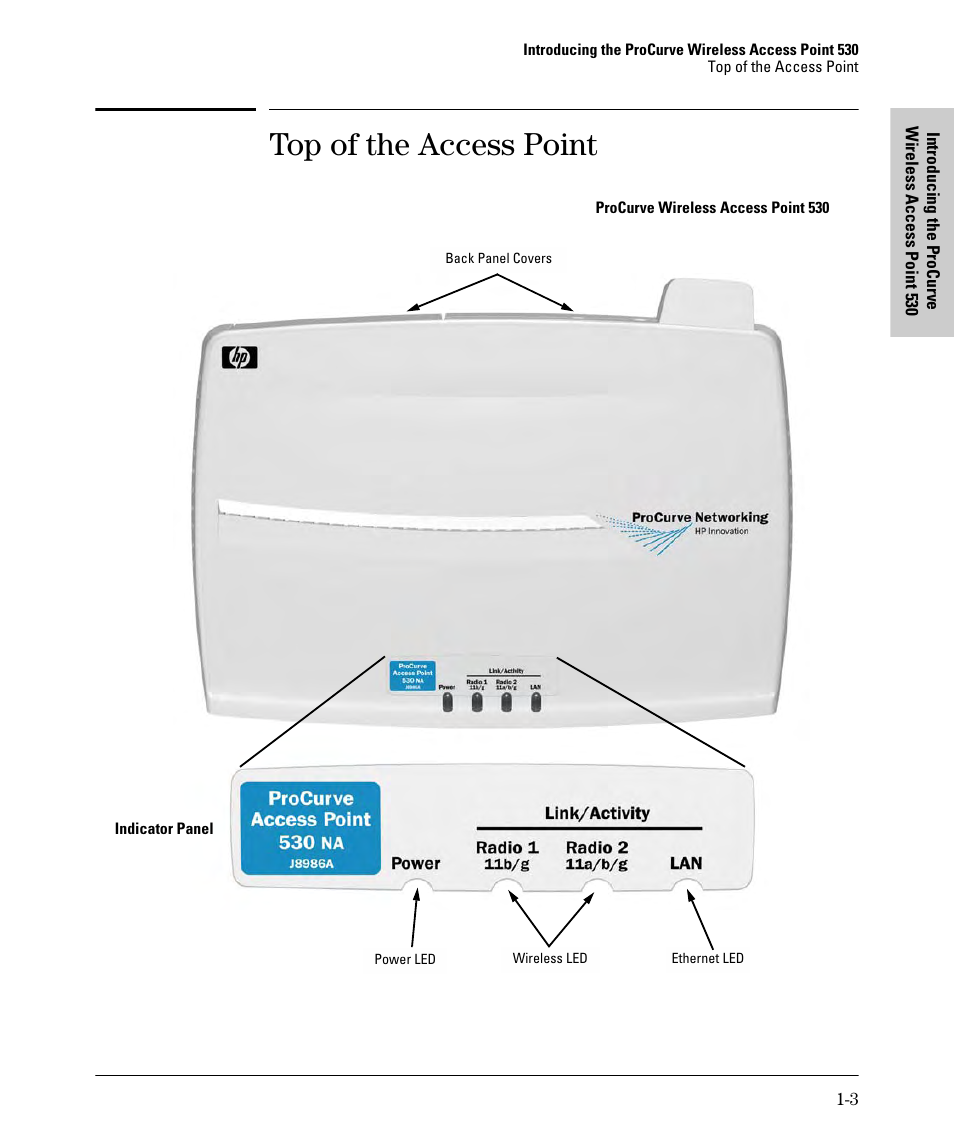 Top of the access point | HP PROCURVE 530 User Manual | Page 11 / 114