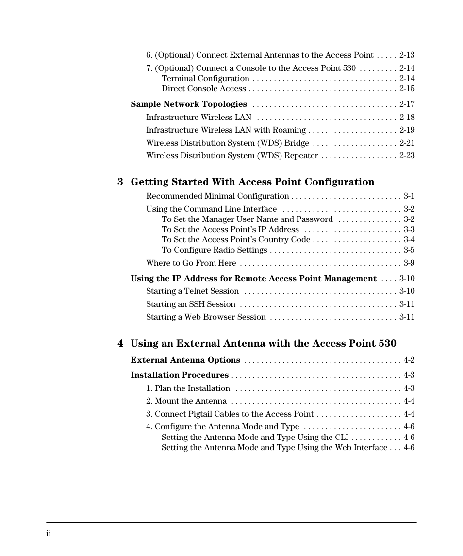 3 getting started with access point configuration | HP PROCURVE 530 User Manual | Page 6 / 114