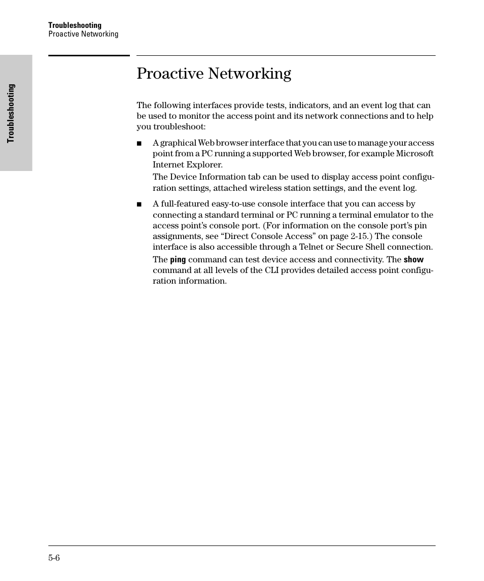 Proactive networking | HP PROCURVE 530 User Manual | Page 68 / 114