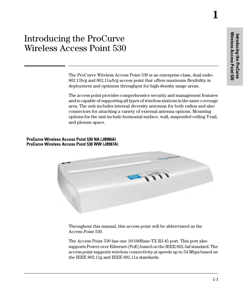 Introducing the procurve wireless access point 530 | HP PROCURVE 530 User Manual | Page 9 / 114