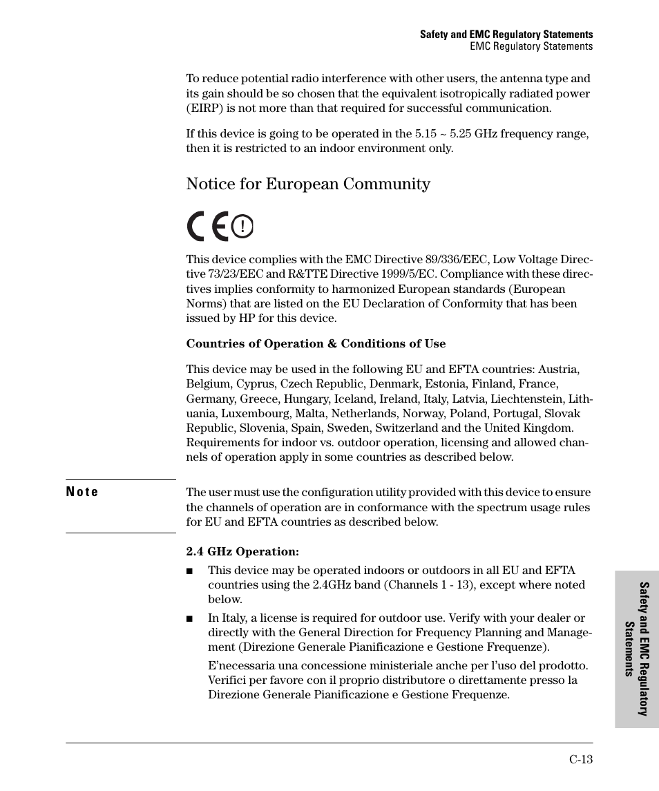Notice for european community | HP PROCURVE 530 User Manual | Page 97 / 114