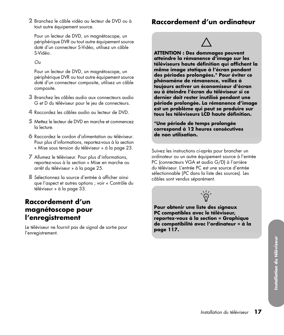 Raccordement d’un ordinateur | HP 1080p User Manual | Page 166 / 426