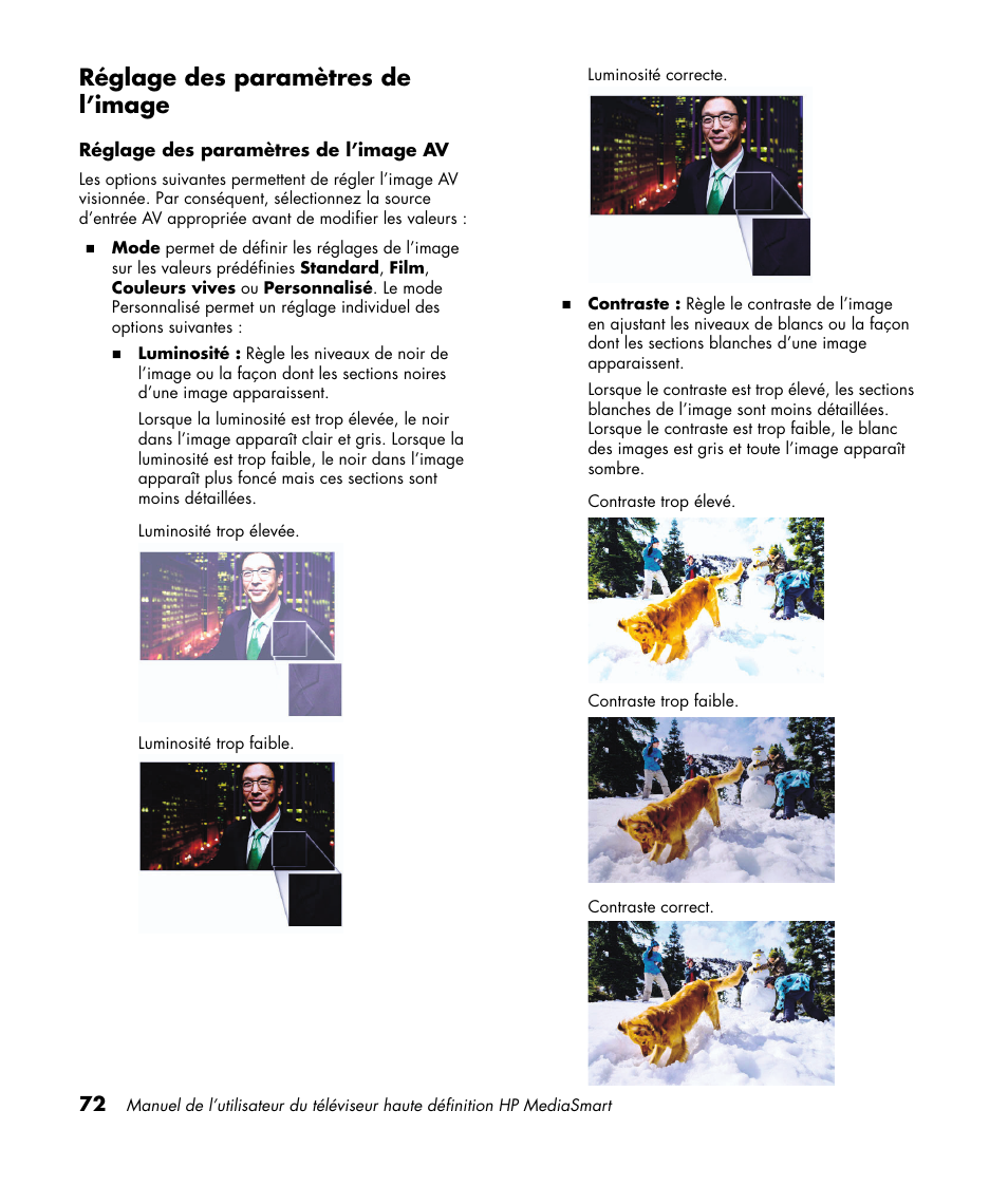 Réglage des paramètres de l’image | HP 1080p User Manual | Page 221 / 426
