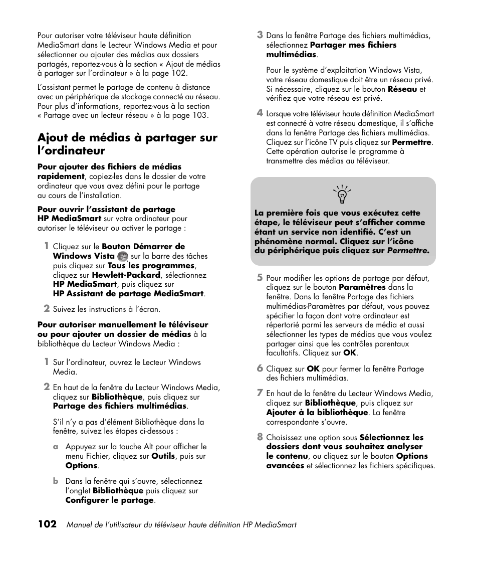 Ajout de médias à partager sur l’ordinateur | HP 1080p User Manual | Page 251 / 426