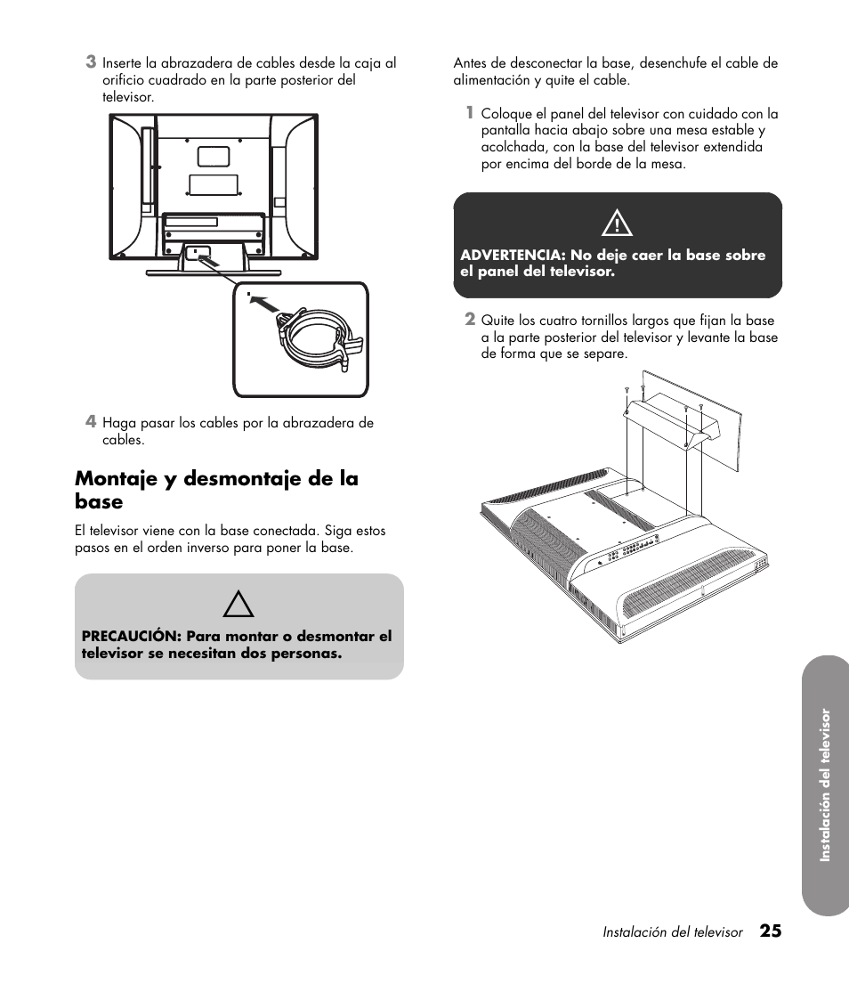 Montaje y desmontaje de la base | HP 1080p User Manual | Page 318 / 426