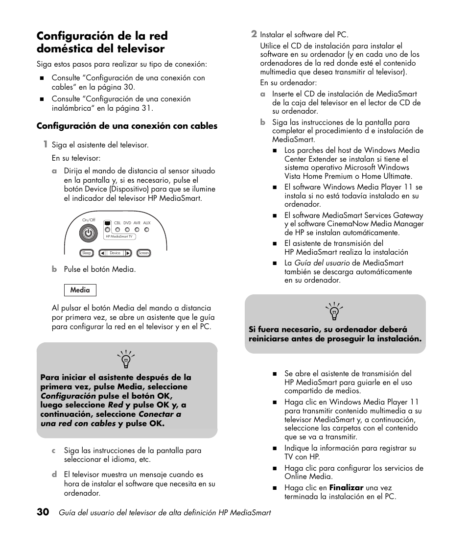 Configuración de la red doméstica del televisor | HP 1080p User Manual | Page 323 / 426