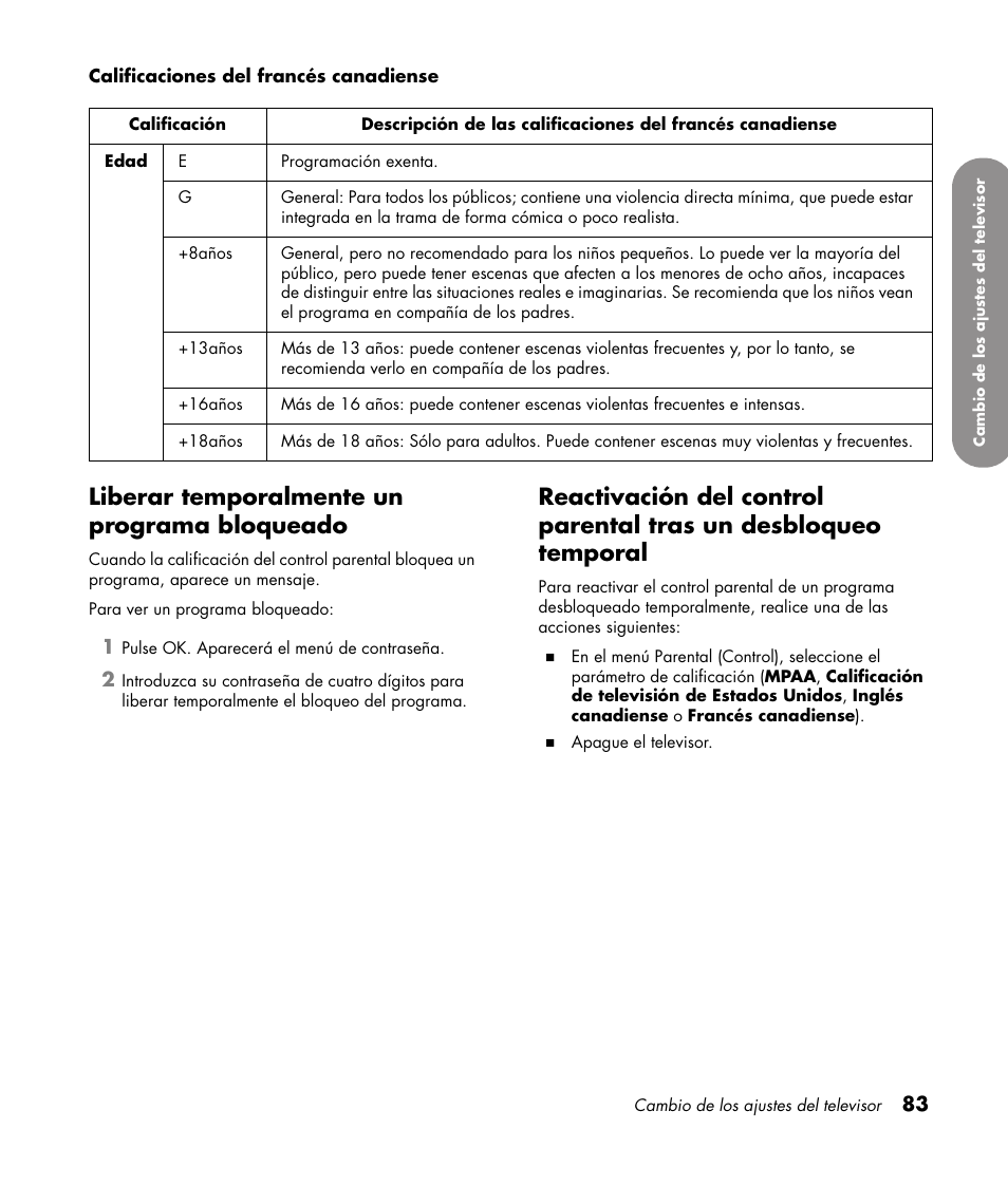 Liberar temporalmente un programa bloqueado | HP 1080p User Manual | Page 376 / 426
