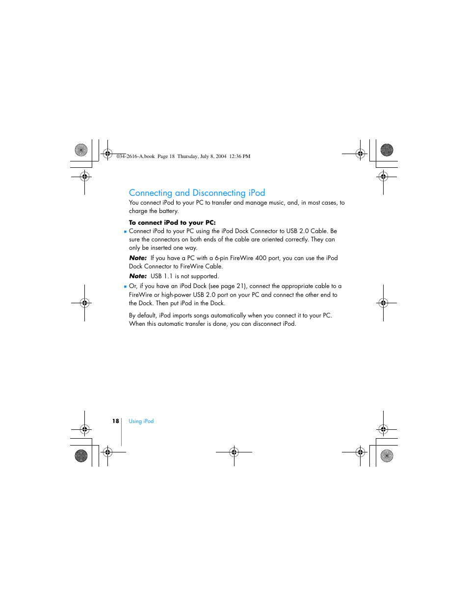 Connecting and disconnecting ipod | HP iPod User Manual | Page 22 / 72
