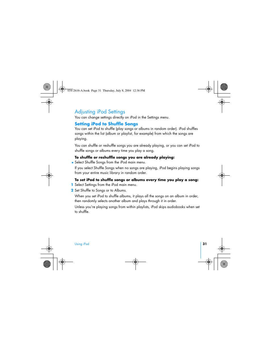 Adjusting ipod settings | HP iPod User Manual | Page 35 / 72