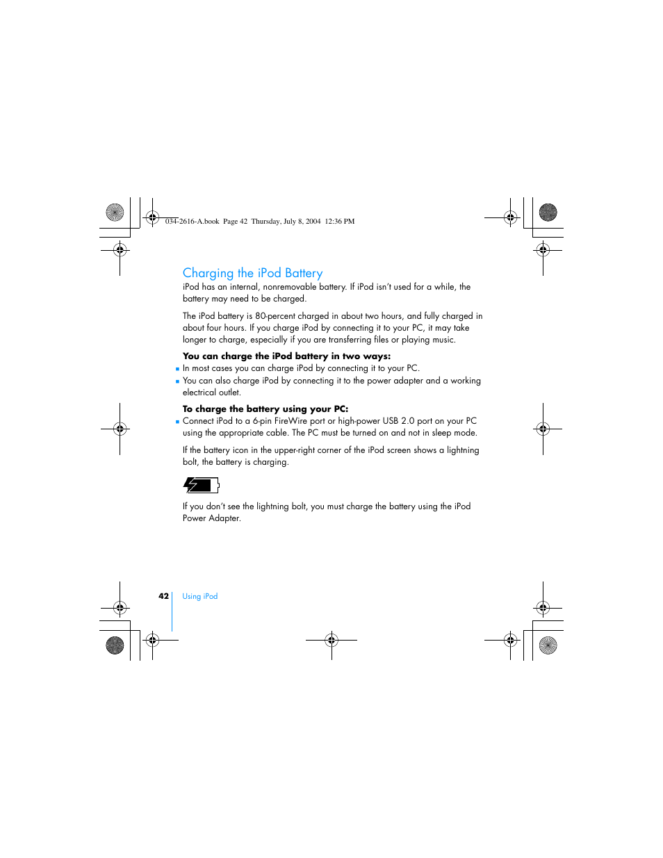 Charging the ipod battery | HP iPod User Manual | Page 46 / 72
