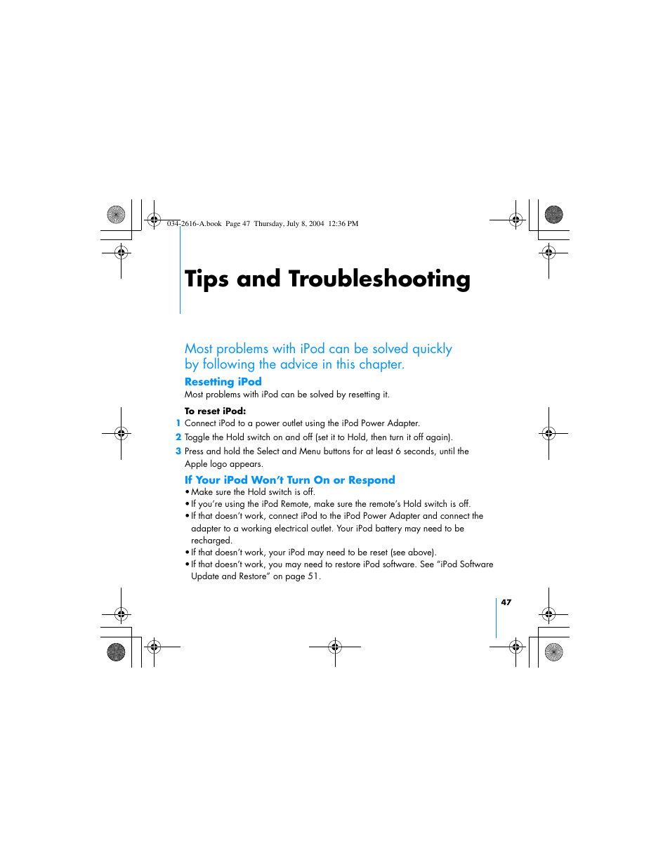 Tips and troubleshooting | HP iPod User Manual | Page 51 / 72