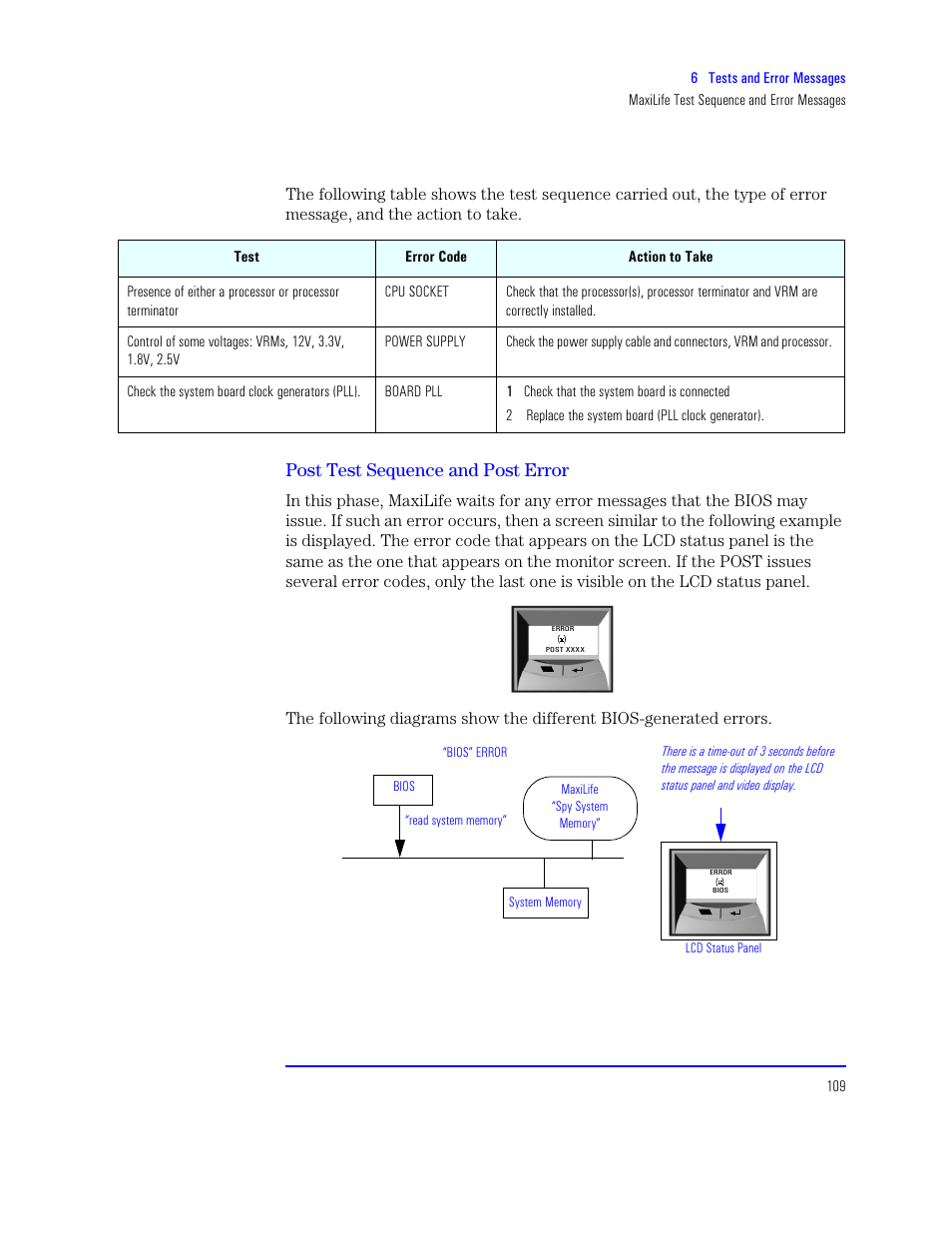 Post test sequence and post error | HP XU800 User Manual | Page 109 / 140