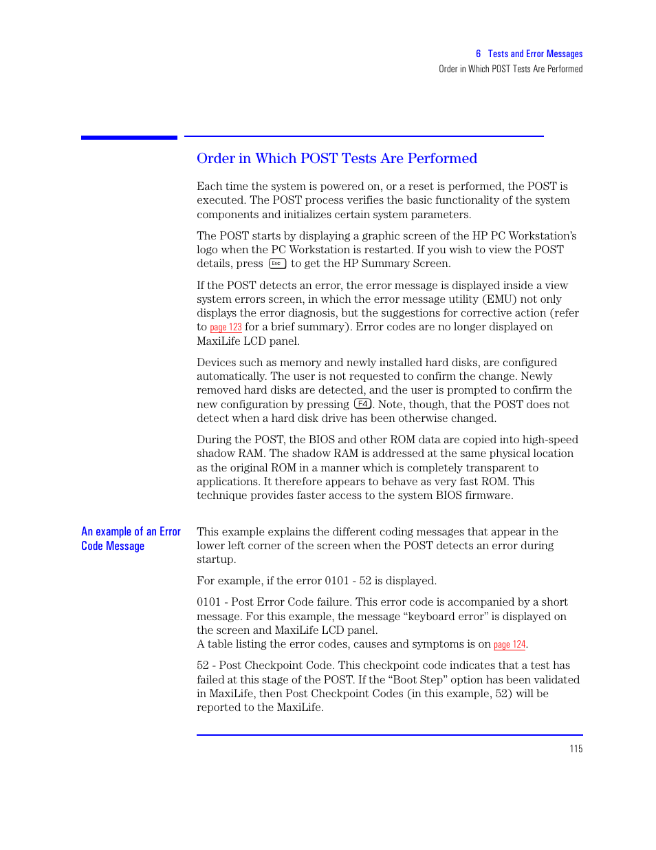Order in which post tests are performed | HP XU800 User Manual | Page 115 / 140