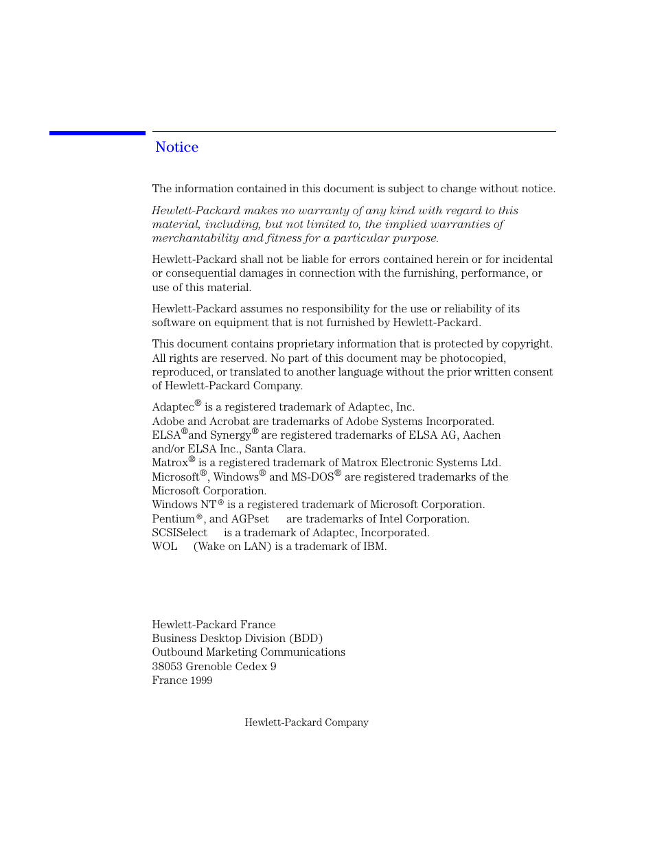 Notice | HP XU800 User Manual | Page 2 / 140