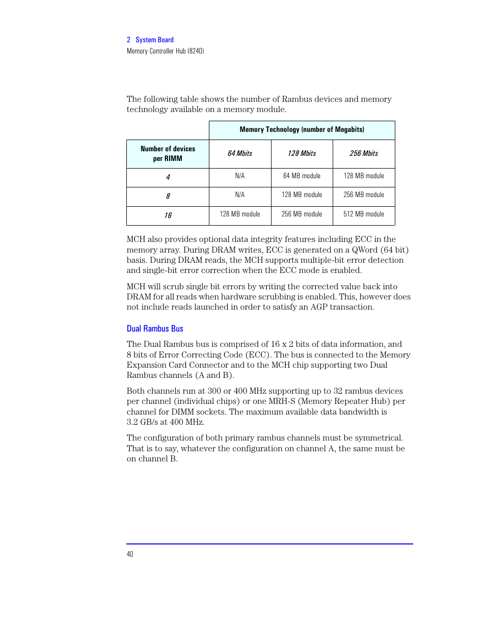 Dual rambus bus | HP XU800 User Manual | Page 40 / 140