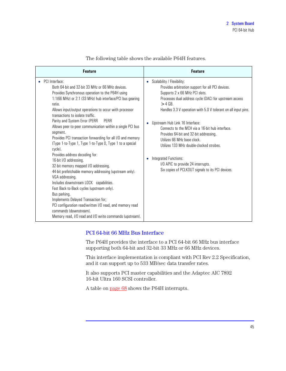 Pci 64-bit 66 mhz bus interface | HP XU800 User Manual | Page 45 / 140