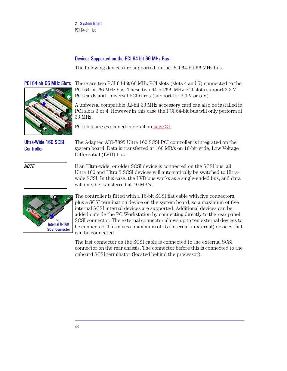 Devices supported on the pci 64-bit 66 mhz bus | HP XU800 User Manual | Page 46 / 140