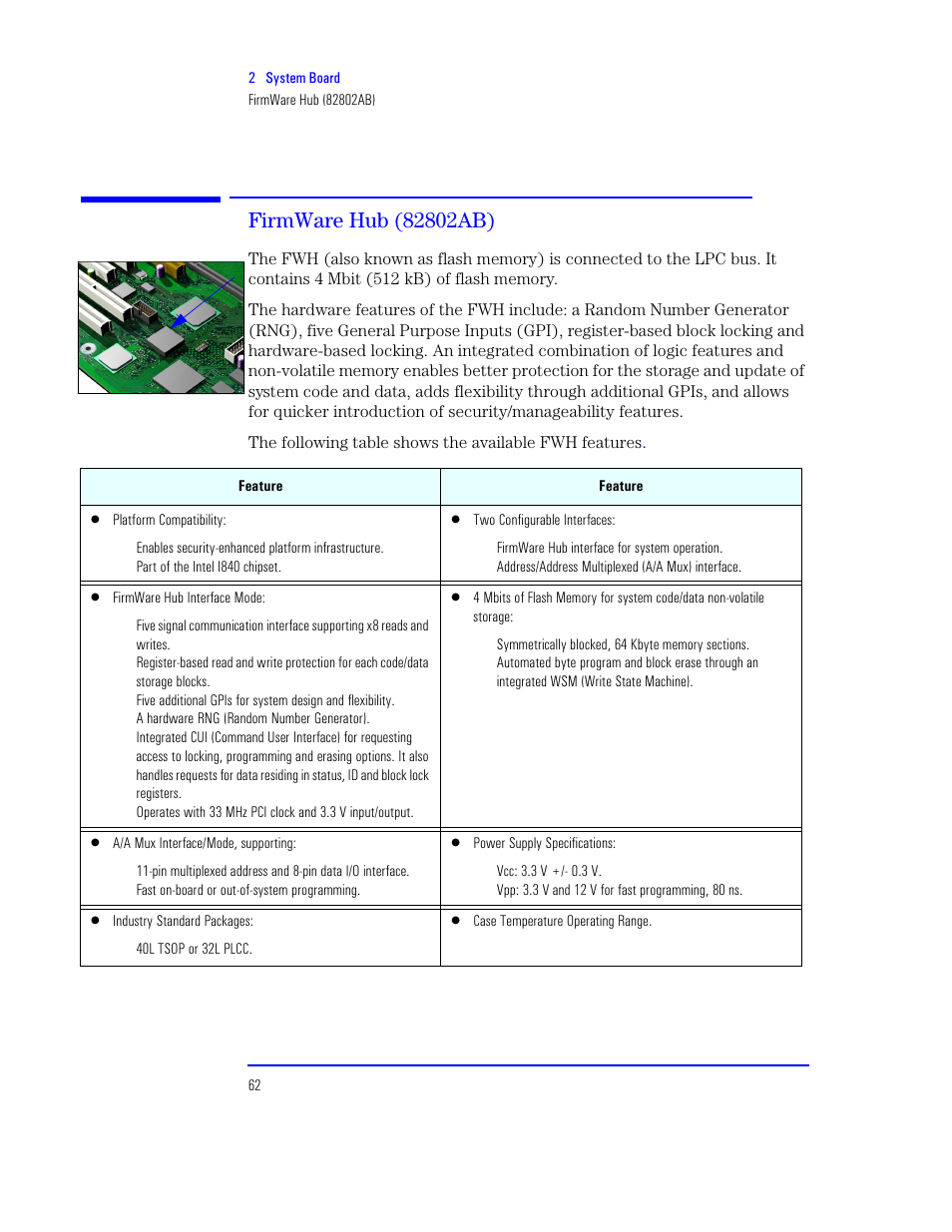 Firmware hub (82802ab) | HP XU800 User Manual | Page 62 / 140