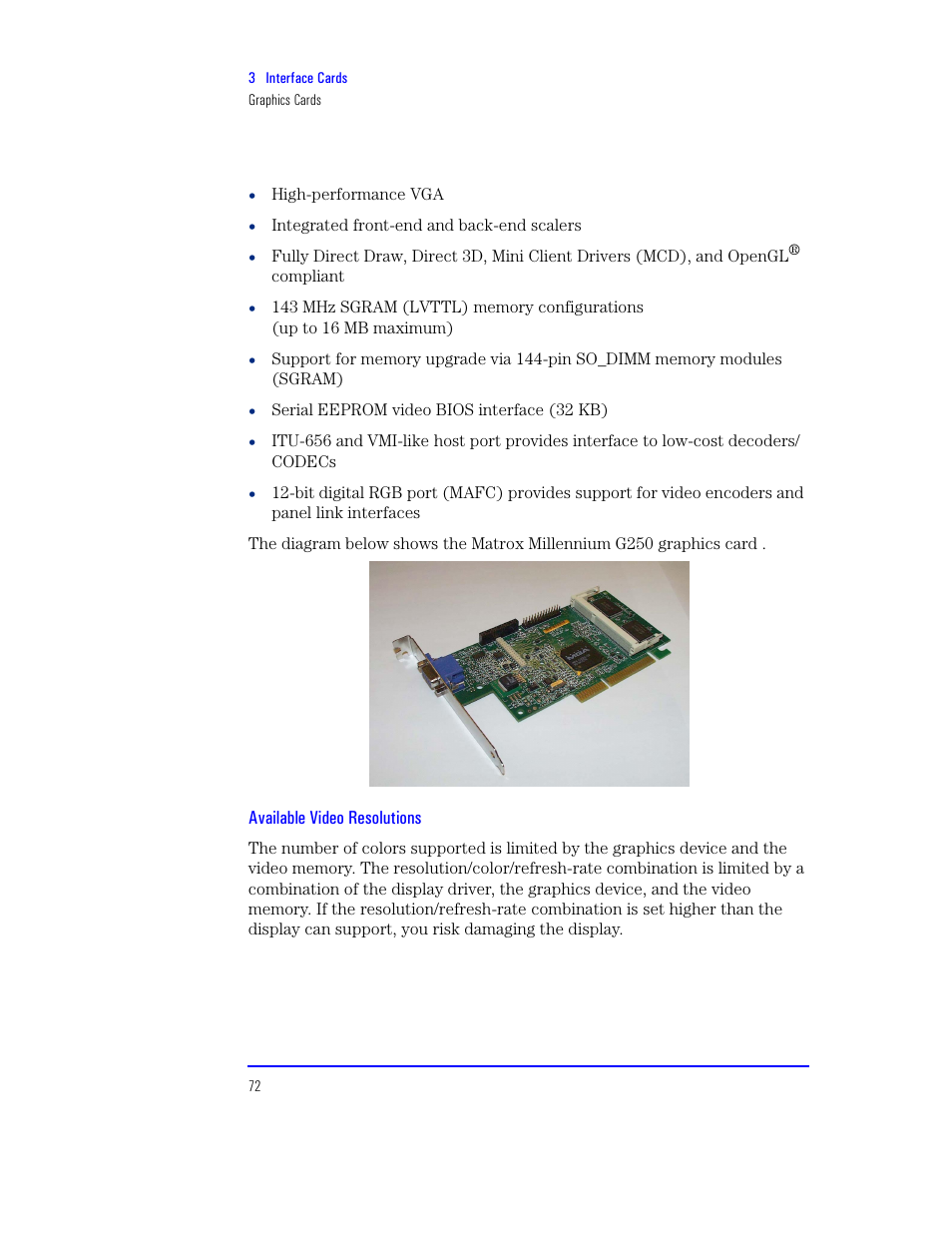 Available video resolutions | HP XU800 User Manual | Page 72 / 140