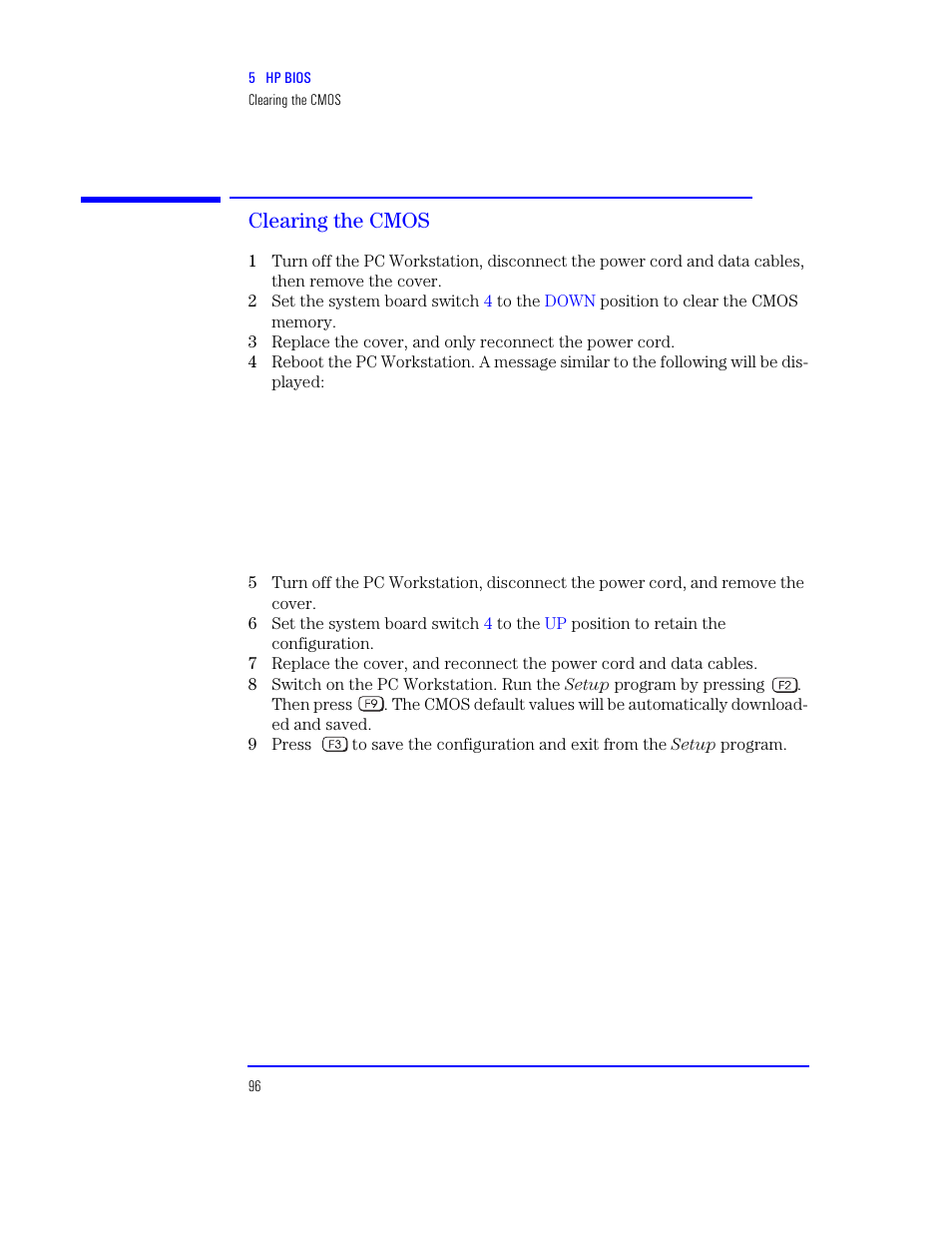 Clearing the cmos | HP XU800 User Manual | Page 96 / 140