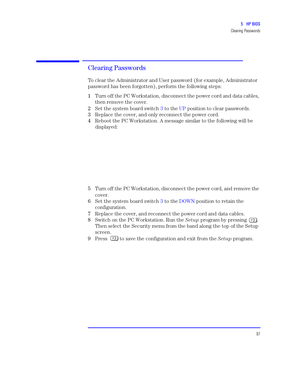 Clearing passwords | HP XU800 User Manual | Page 97 / 140