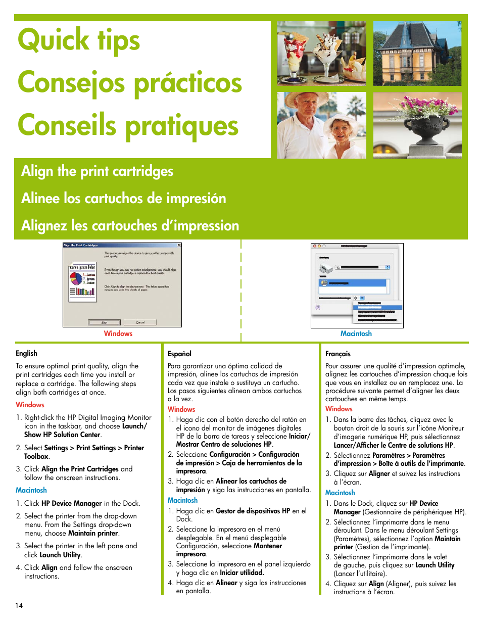 Quick tips consejos prácticos conseils pratiques | HP D5060 User Manual | Page 14 / 16