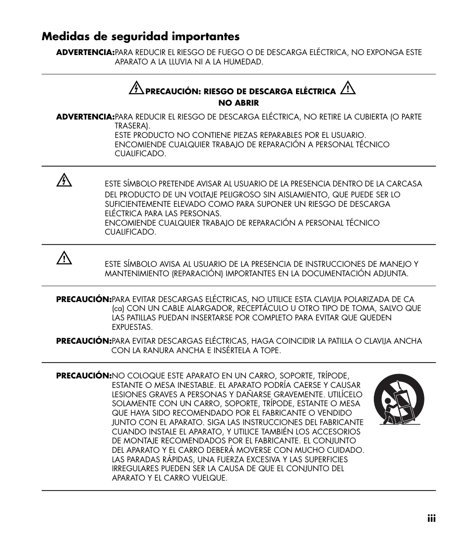 Medidas de seguridad importantes | HP LC3760N User Manual | Page 127 / 186