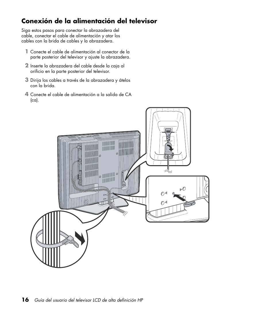 Conexión de la alimentación del televisor | HP LC3760N User Manual | Page 150 / 186