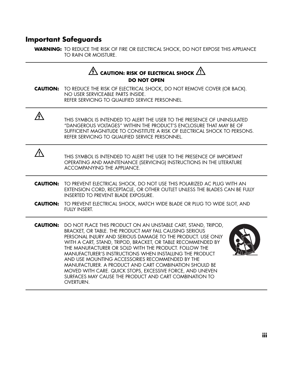 Important safeguards | HP LC3760N User Manual | Page 3 / 186