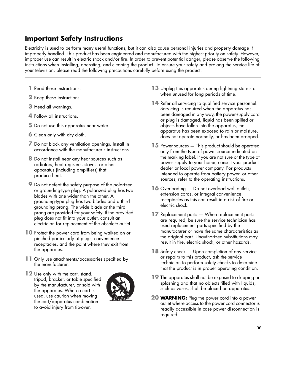 Important safety instructions | HP LC3760N User Manual | Page 5 / 186