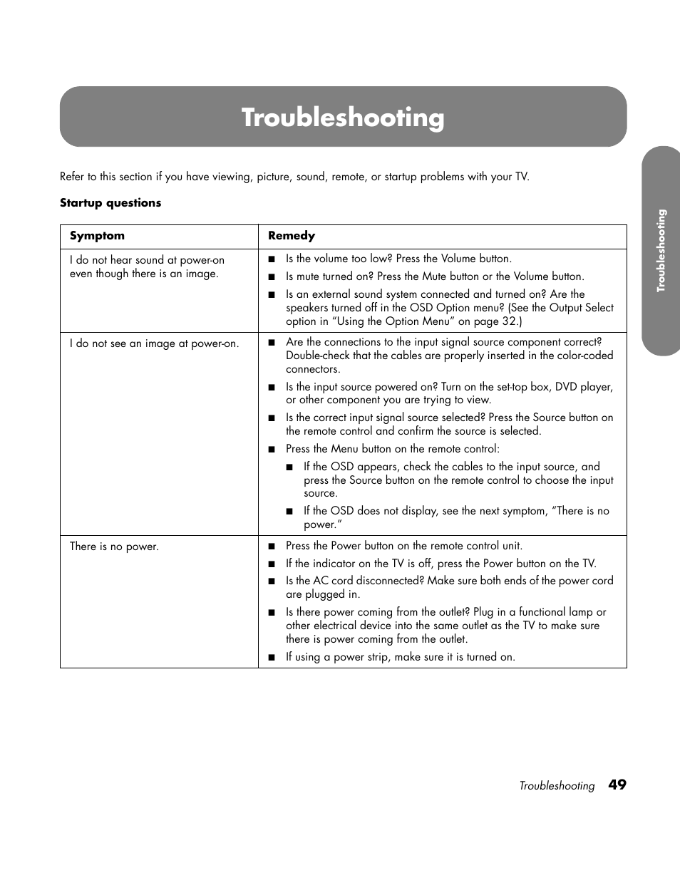 Troubleshooting | HP LC3760N User Manual | Page 59 / 186
