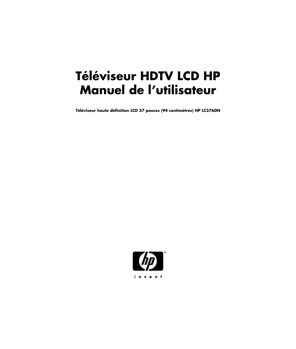 Téléviseur hdtv lcd hp manuel de l’utilisateur | HP LC3760N User Manual | Page 63 / 186