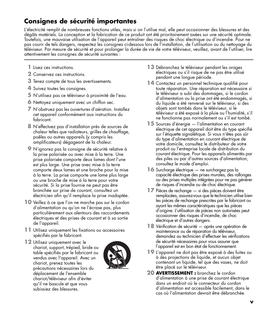 Consignes de sécurité importantes | HP LC3760N User Manual | Page 67 / 186