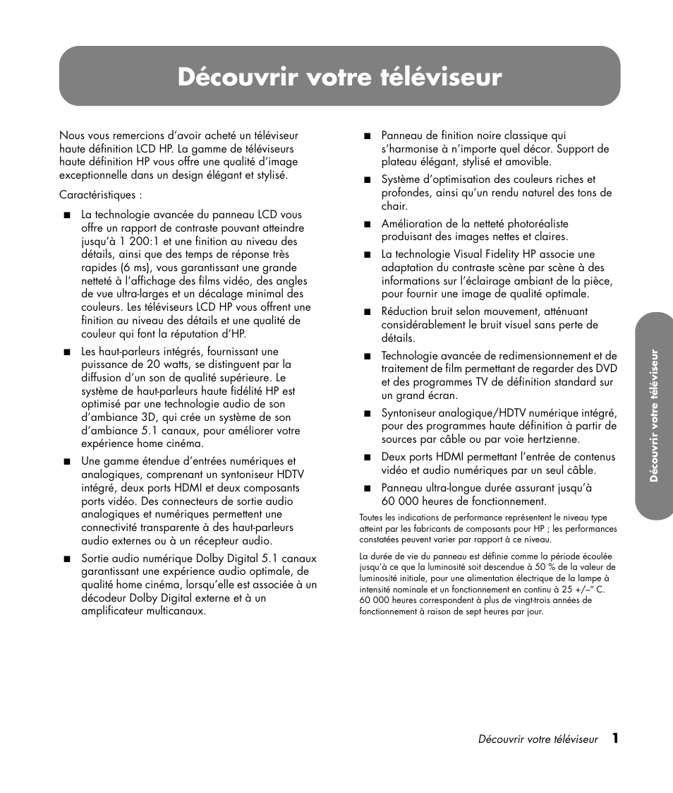 Découvrir votre téléviseur | HP LC3760N User Manual | Page 73 / 186