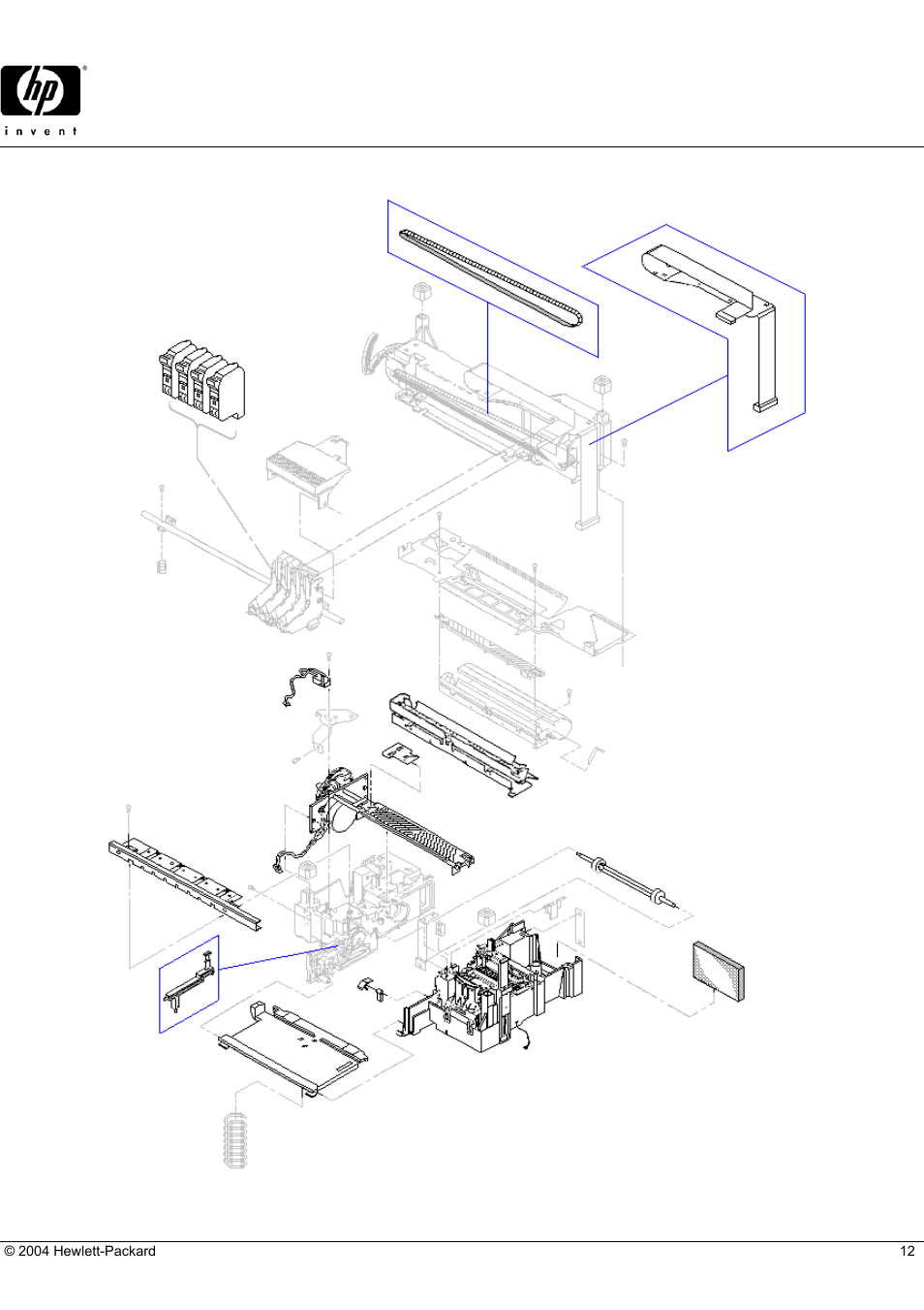 Deskjet 1200c, Hp parts reference guide, Print mechanism assembly | HP 1200C User Manual | Page 12 / 14