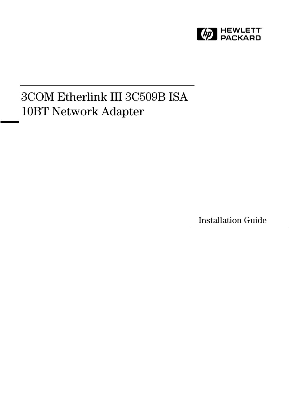 HP 3C509B ISA User Manual | 39 pages