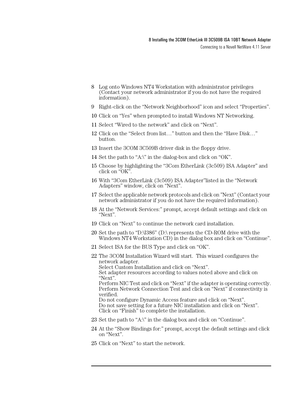 HP 3C509B ISA User Manual | Page 25 / 39