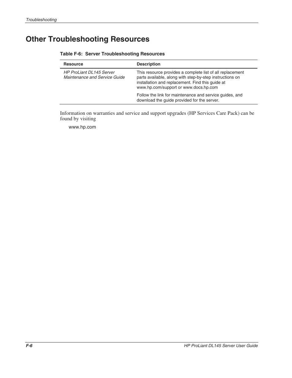 Other troubleshooting resources | HP ProLiant DL145 User Manual | Page 100 / 105