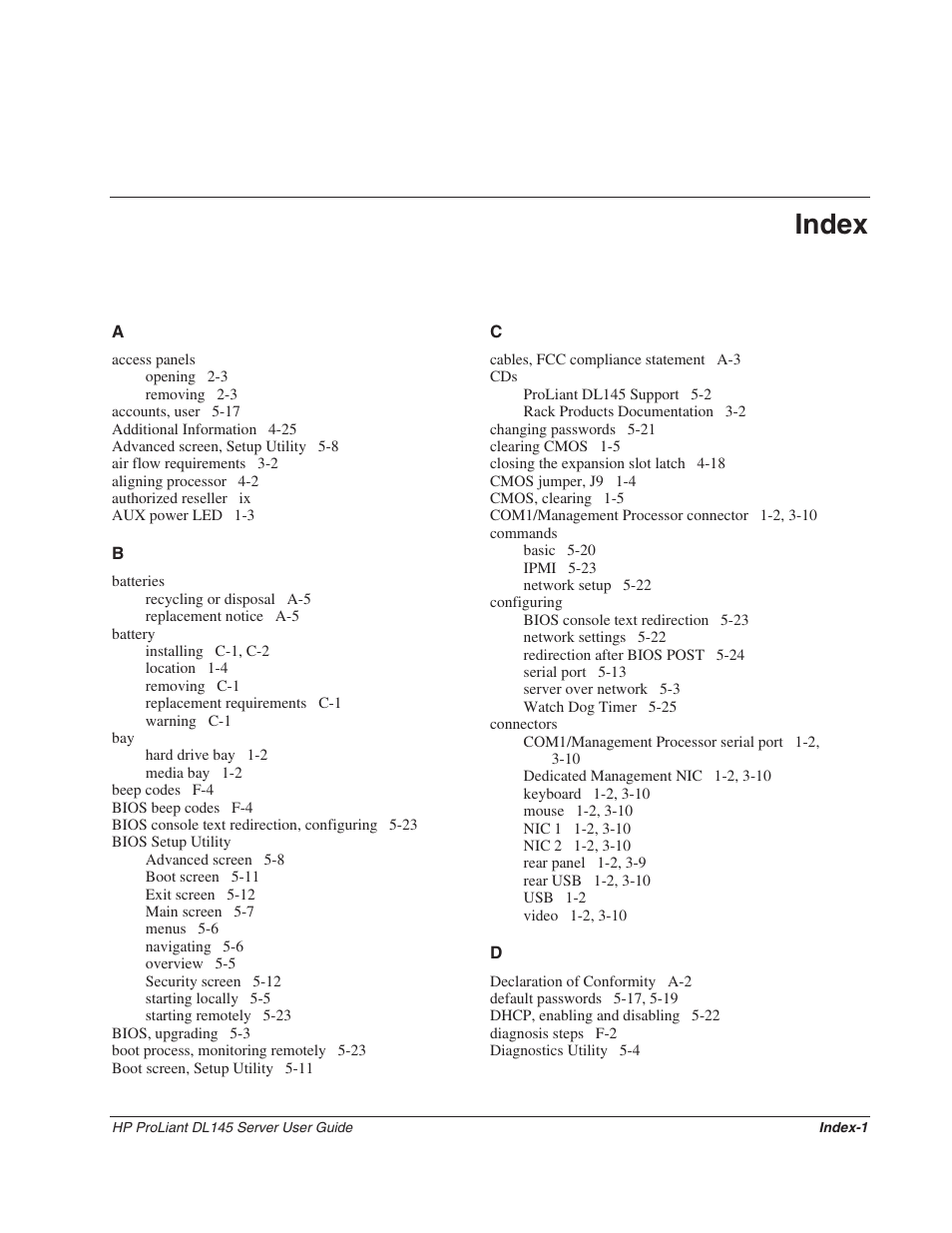 Index | HP ProLiant DL145 User Manual | Page 101 / 105